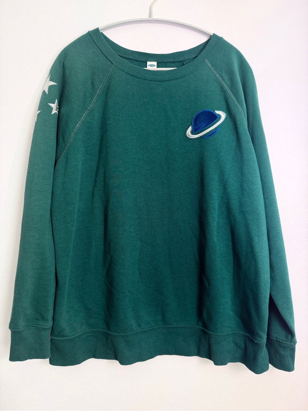 Old Navy Celestial Planet Star Sweatshirt Deep Teal Green Large - Picture 4 of 7